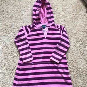 Mini Boden Velour hooded dress with pocket